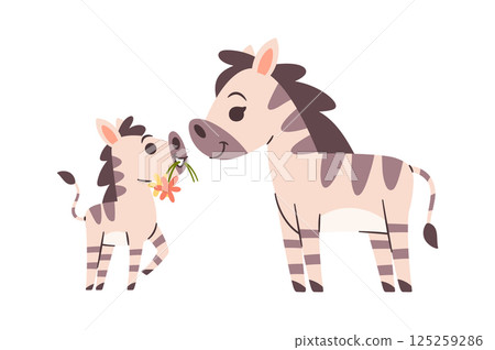 Cute zebra hand drawn family 125259286
