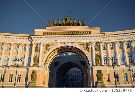 The Arch of the General Staff at sunset, Russia, St. Petersburg, The Palace Square 125259776