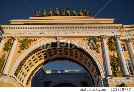 The Arch of the General Staff at sunset, Russia, St. Petersburg, The Palace Square The Arch of the General Staff at sunset, Russia, St. Petersburg, The Palace Square 125259777