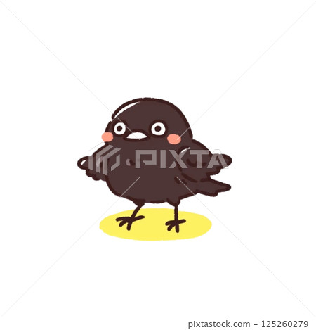 變形，可愛的烏鴉插畫，圖標，素材，無背景 125260279