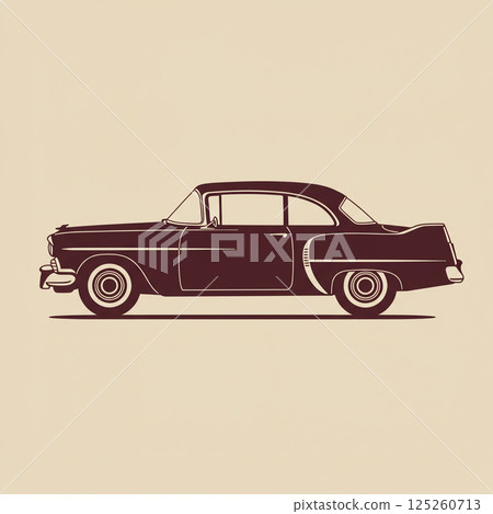 一輛老爺車的簡單而復古的插圖 125260713