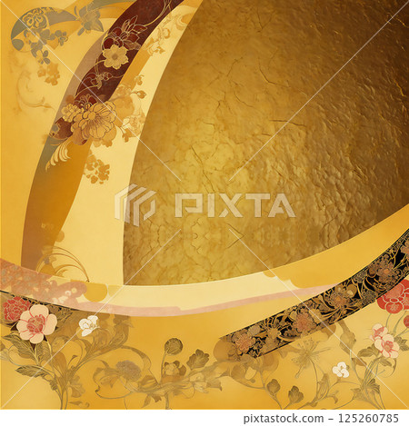 Gold leaf with floral pattern 125260785