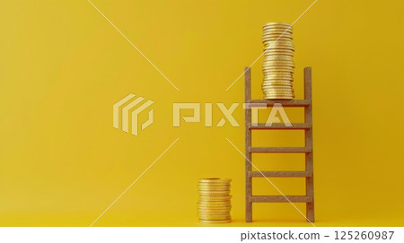Money stack with ladder gold coin economic finance investment growth Money stack with ladder gold coin economic finance investment growth 125260987