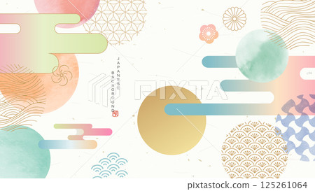 日式背景，有日式圖案和水彩畫 125261064