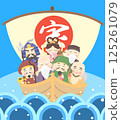 The Seven Lucky Gods on a Treasure Ship 125261079