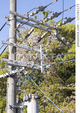 日本電線桿電線桿佈線能源電力 日本電線桿電線桿佈線能源電力 125261173