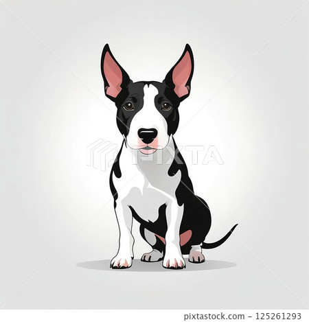 Cute miniature bull terrier illustration 125261293