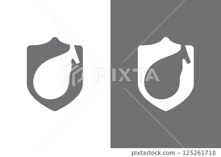 Gallbladder and shield logo combination. Protection human organ logotype design template. Gallbladder and shield logo combination. Protection human organ logotype design template. 125261718
