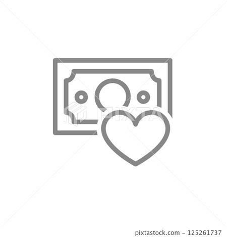 Heart money line icon. Humanitarian aid symbol. Vector illustration. 125261737
