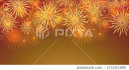 Fireworks summer greetings Japanese pattern background 125261990