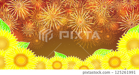Fireworks summer greetings Japanese pattern background 125261991