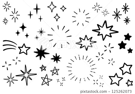 Various stars and sparkling vector illustration set 125262073