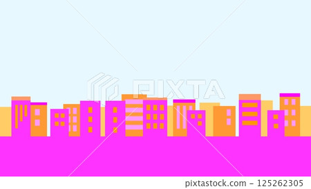 Cityscape Pink Orange Yellow Sky 125262305