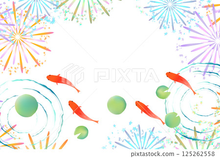 金魚夏季水彩日本圖案背景 125262558