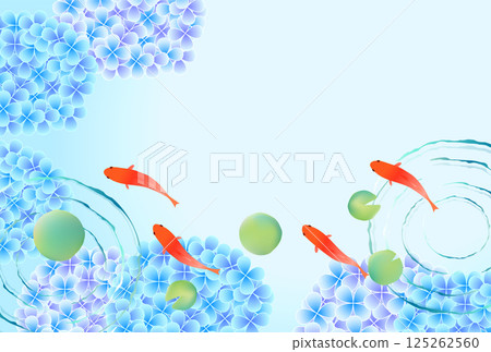 金魚夏季水彩日本圖案背景 125262560