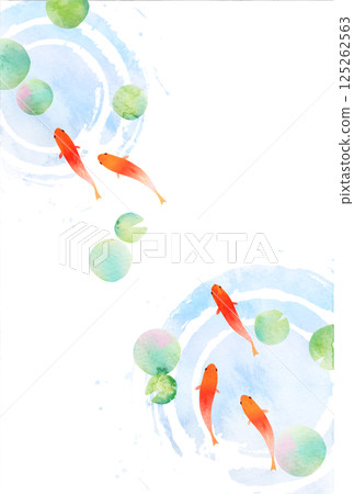 Goldfish summer watercolor Japanese pattern background 125262563