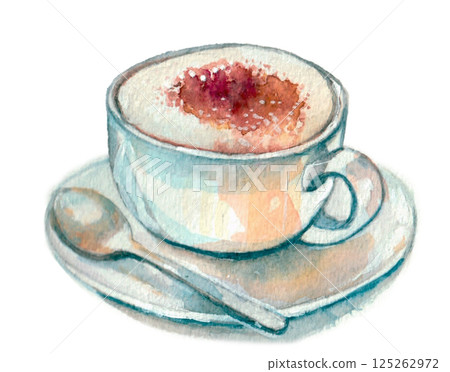 Cappuccino painted in watercolor Cappuccino painted in watercolor 125262972