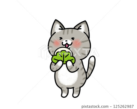 貓吃柏餅的插圖 125262987