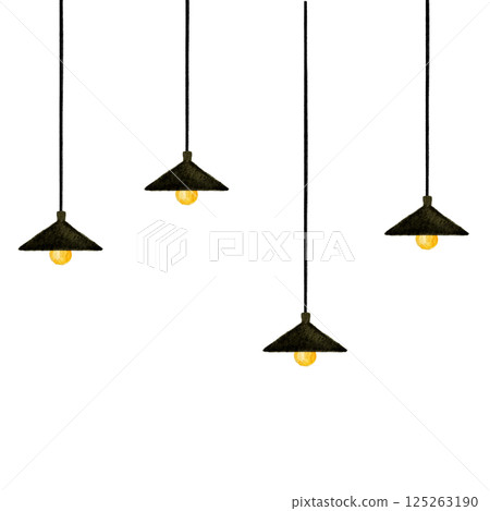 Simple lighting pendant light watercolor illustration Simple lighting pendant light watercolor illustration 125263190