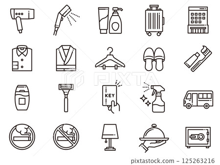 Hotel Amenities Icons 10 125263216