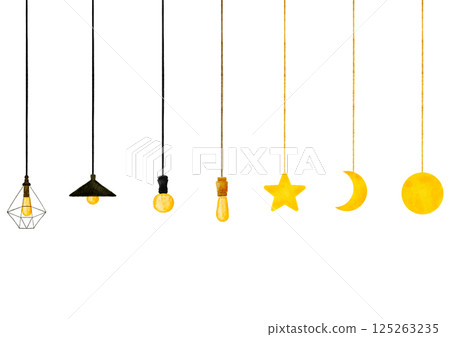 簡約照明吊燈水彩插畫 125263235