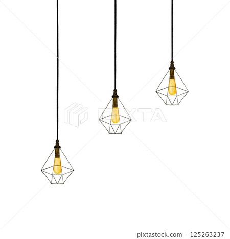 Simple lighting pendant light watercolor illustration 125263237