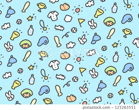 可愛的手繪棒球向量插圖 125263551