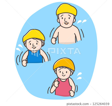 三位老人在水中行走的插圖 125264039