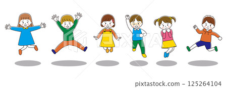 跳躍兒童的插圖集 125264104