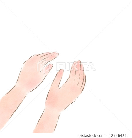 Watercolor illustration of two hands gently embracing each other 125264263
