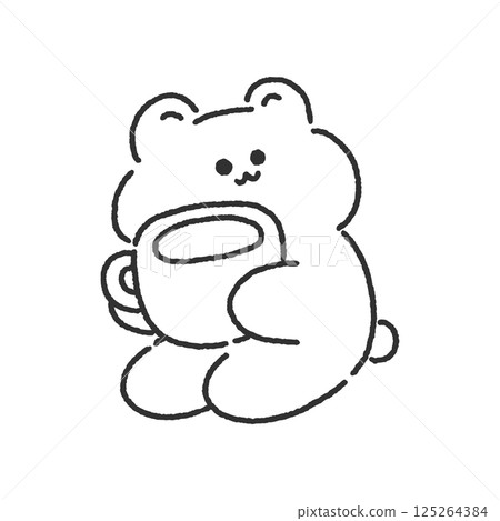 Bear holding coffee - line drawing Bear holding coffee - line drawing 125264384