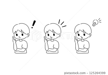 Inspiration Kids Boys Black and White Line Drawing Upper Body Inspiration Kids Boys Black and White Line Drawing Upper Body 125264399