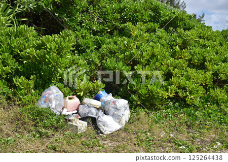 Illegally discarded garbage 125264438