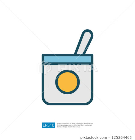 Container of Cooking Sauce with Spoon for Culinary Preparation and Flavorful Meal in Modern Kitchen Setting 125264465