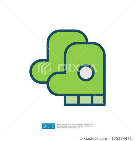 Stylized Graphic Icon of Green Cooking Oven Mitts in a Minimalist Kitchen Setting for Culinary Preparation Stylized Graphic Icon of Green Cooking Oven Mitts in a Minimalist Kitchen Setting for Culinary Preparation 125264471