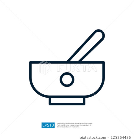 Minimalist Cooking Icon Featuring A Bowl And Spoon Representing Culinary Preparation In A Kitchen Setting Minimalist Cooking Icon Featuring A Bowl And Spoon Representing Culinary Preparation In A Kitchen Setting 125264486