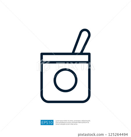 Minimalist Icon of a Kitchen Jar with Spoon Representing Cooking and Culinary Preparation Essentials in Clean Line Art Style Minimalist Icon of a Kitchen Jar with Spoon Representing Cooking and Culinary Preparation Essentials in Clean Line Art Style 125264494
