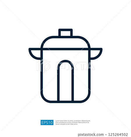 Simple Icon of A Cooking Pot with Handles on A White Background Representing Culinary Activities and Kitchen Utensils 125264502