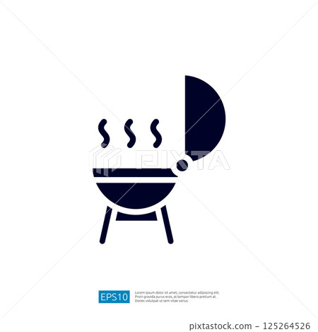 Stylish Barbecue Grill With Steam Emitting Outdoors Ready For Cooking Delicious Meals In Summer Gatherings 125264526