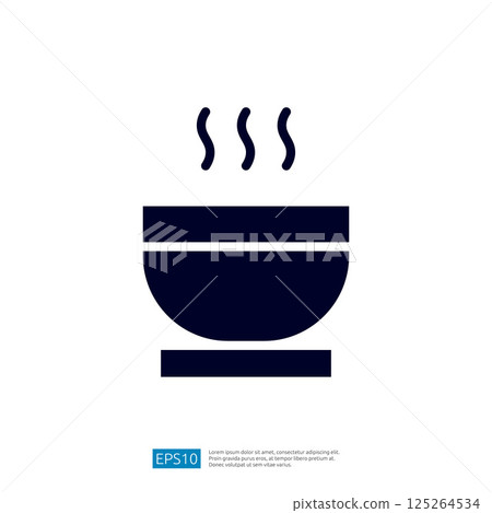 Stylized Bowl with Steam Rising from a Hot Dish Icon Representing Cooking and Culinary Arts 125264534