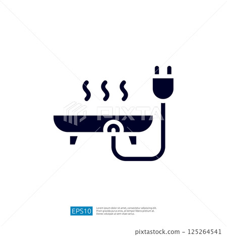 Electric Cooking Appliance Icon Emitting Steam in a Modern Kitchen Environment 125264541