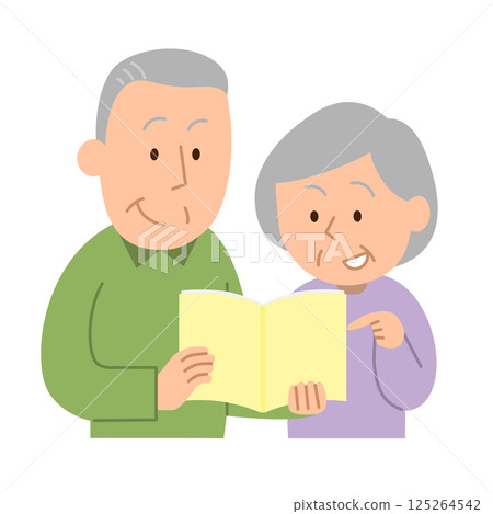 Senior couple discussing while looking at notes 125264542