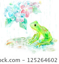 Hydrangea and frog watercolor painting 125264602