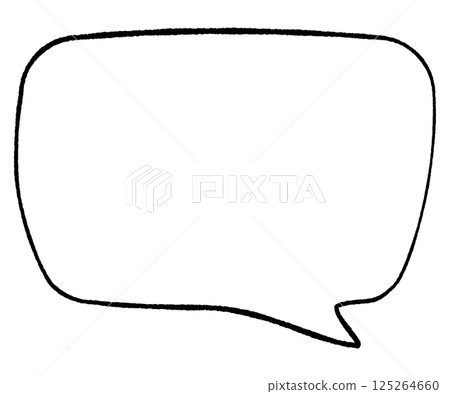 A simple speech bubble that looks more hand-drawn than line drawing. Horizontal slime rectangle with rounded corners and a tail on the right. Monochrome. 125264660