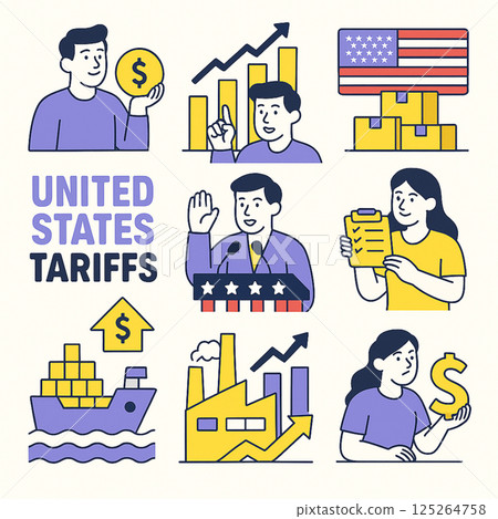 Tariffs trade economy United States financial growth import export industry commerce taxation business market trends shipping investment regulation statistics negotiation policy revenue supply 125264758