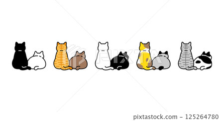cat vector kitten icon back cartoon character pet doodle illustration animal symbol isolated design 125264780