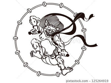 Raijin (Thunder God) Brush Painting 125264919