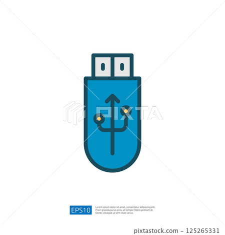 USB Connector Icon Representing Digital Data Transfer and Communication Technology in Modern Design 125265331