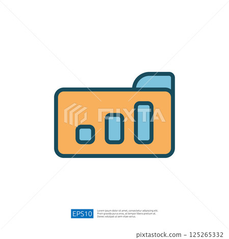 Colorful Icon of a Data Analytics Folder Representing Growth Through Statistical Charts and Business Intelligence Metrics 125265332