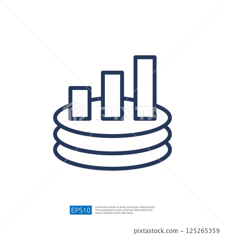 Data Analyst Icon Representing Financial Growth and Statistical Analysis with Graph and Chart Elements 125265359